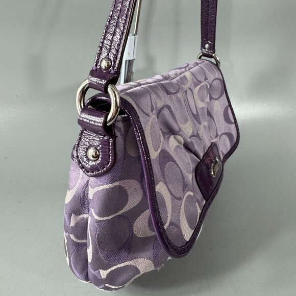 Coach CC Monogram Canvas with Purple Patent Leather Accents Mini Shoulder Bag - Picture 7 of 15